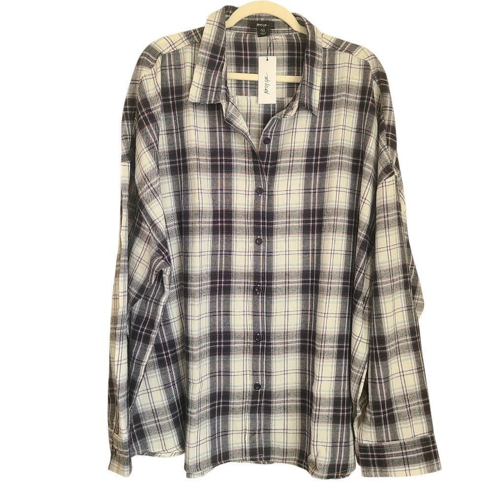 NEW nasty gal plus size checked relaxed shirt womens size 18